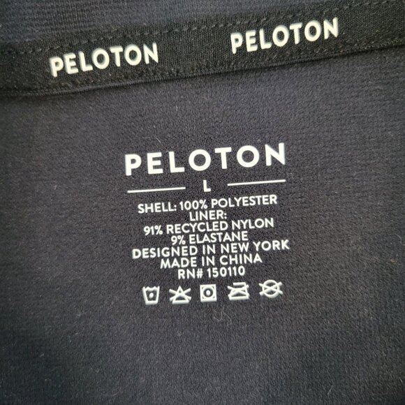 PELOTON Men's White Logo Long Sleeve Full-Zip Black Track Jacket sz L EUC Gym - Picture 3 of 5